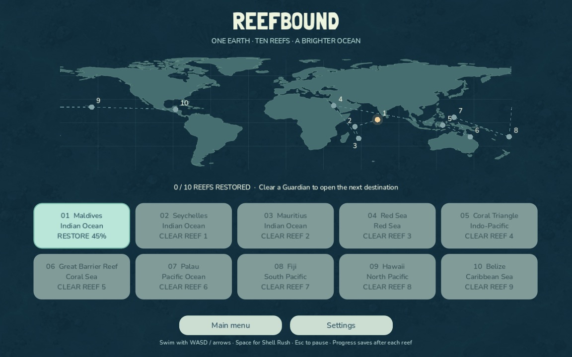 Reefbound world chart: ten reefs from the Maldives to Belize